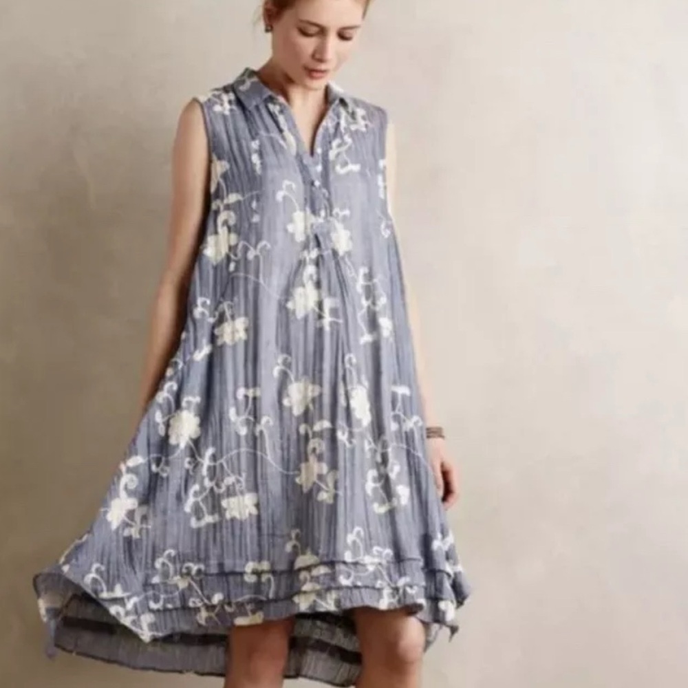 Isabella Sinclair Blue Floral Embroidered Dress
